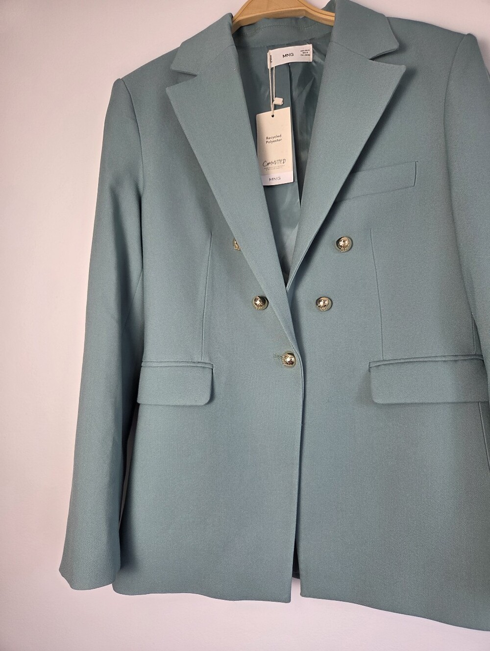 NWT Mango Double-Breasted Mint Green Blazer - Picture 8 of 12